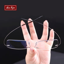 Load image into Gallery viewer, Memory Titanium Rimless Reading Glasses Man Women Square Prescription Frameless Eyeglasses +1.0 +2.0 +3.0 +4.0 Diopter Z630
