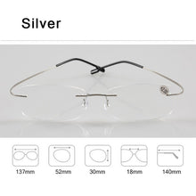 Load image into Gallery viewer, Memory Titanium Rimless Reading Glasses Man Women Square Prescription Frameless Eyeglasses +1.0 +2.0 +3.0 +4.0 Diopter Z630