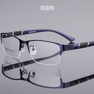 High-end fashionable men's glasses with metal frame and resin are used for glasses with hard wearing lenses for the elderly