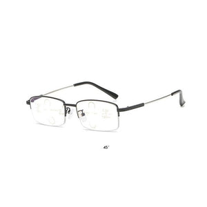 Metal Titanium Multifocal Reading Glasses Progressive Bifocal Anti Blue Ray UV Protect Presbyopic Glasses Half Frame Men Women