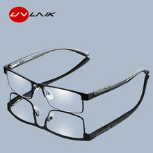 Load image into Gallery viewer, UVLAIK Men Titanium alloy Reading Glasses Non spherical 12 Layer Coated lenses Retro Business Hyperopia Prescription Eyeglasses