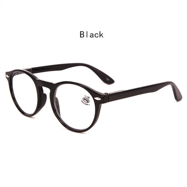 UVLAIK Fashion Round Reading Glasses Men Women Retro Red Blue Black Spectacles Eyeglasses Vintage Ultralight Glasses Frame