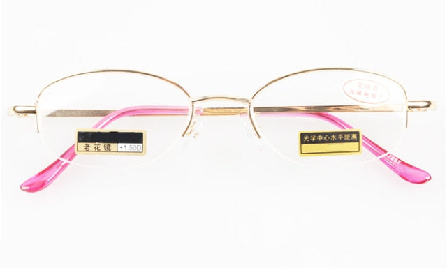 Women's Half Metal Frame Lenses Reading Glasses Femal Eyewear +0.5 +0.75 +1.0 +1.5 +2.0 +2.5 +3.0 +3.5 +4.0
